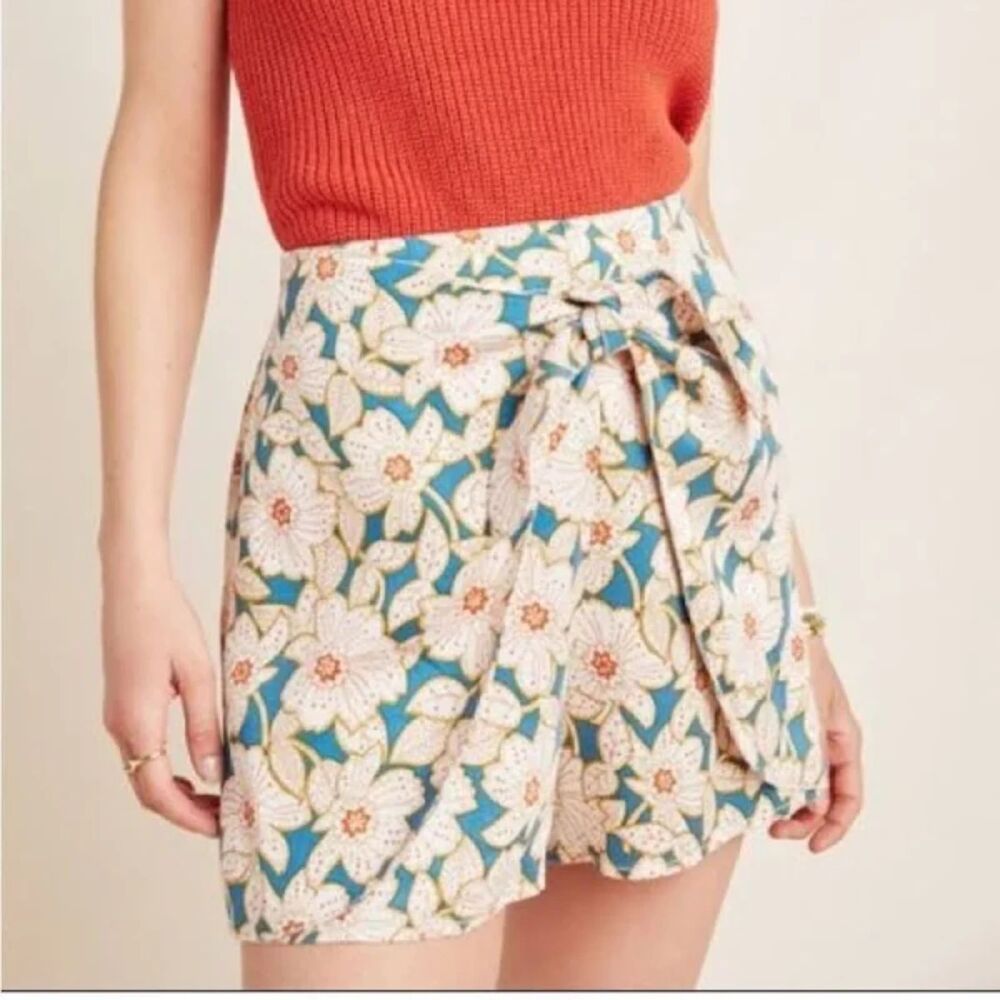 Anthropologie Floral Tie Skort, Size M
